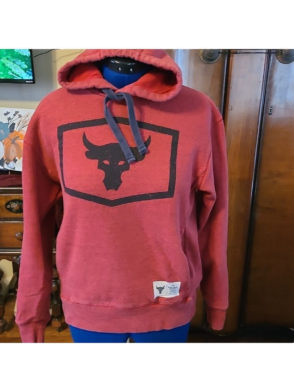 UnderArmour Dwayne Johnson Heavy Duty Hoodie Pockets. Red /black.(#1570)
